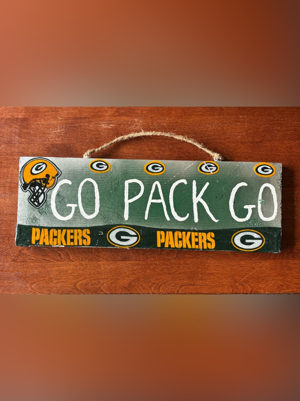 Wooden Green Bay Packer Backer Plackard